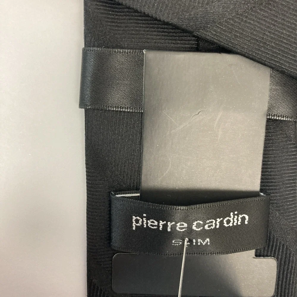 Pierre‎ Cardin Men's Silk Tie Striped Black 100%silk